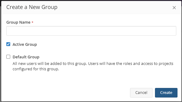 Create a New Group dialog box