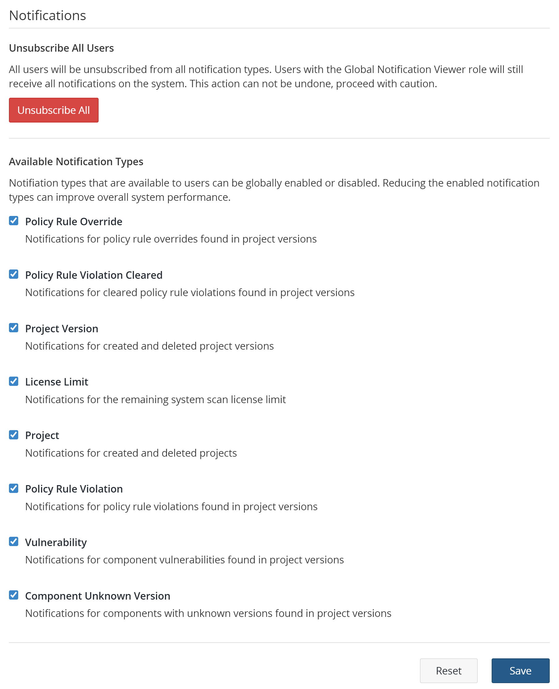 Available notification types